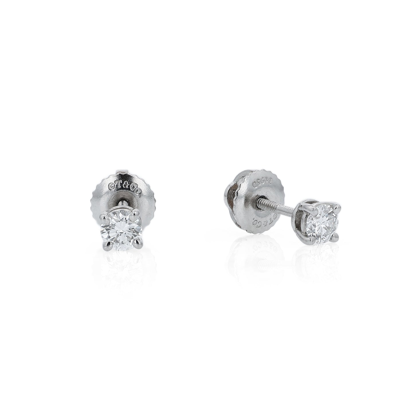 Estate Tiffany & Co Platinum D.31tw F VS1 Diamond Stud Earrings