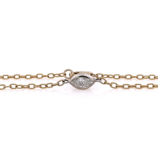 Estate 14 Karat Two-Tone Gold Textured Oval Link Diamond Bracelet
