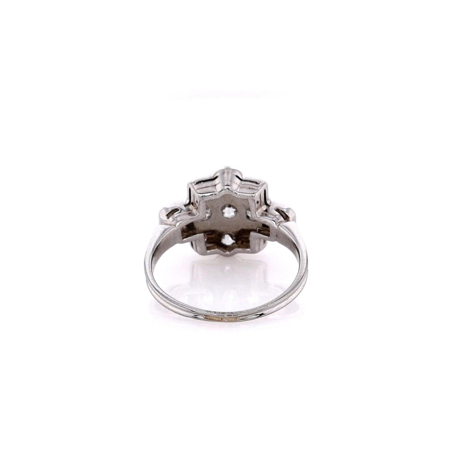 Estate Platinum and Old European Cut Diamonds 2 Bezel 7 Prong Set Ring