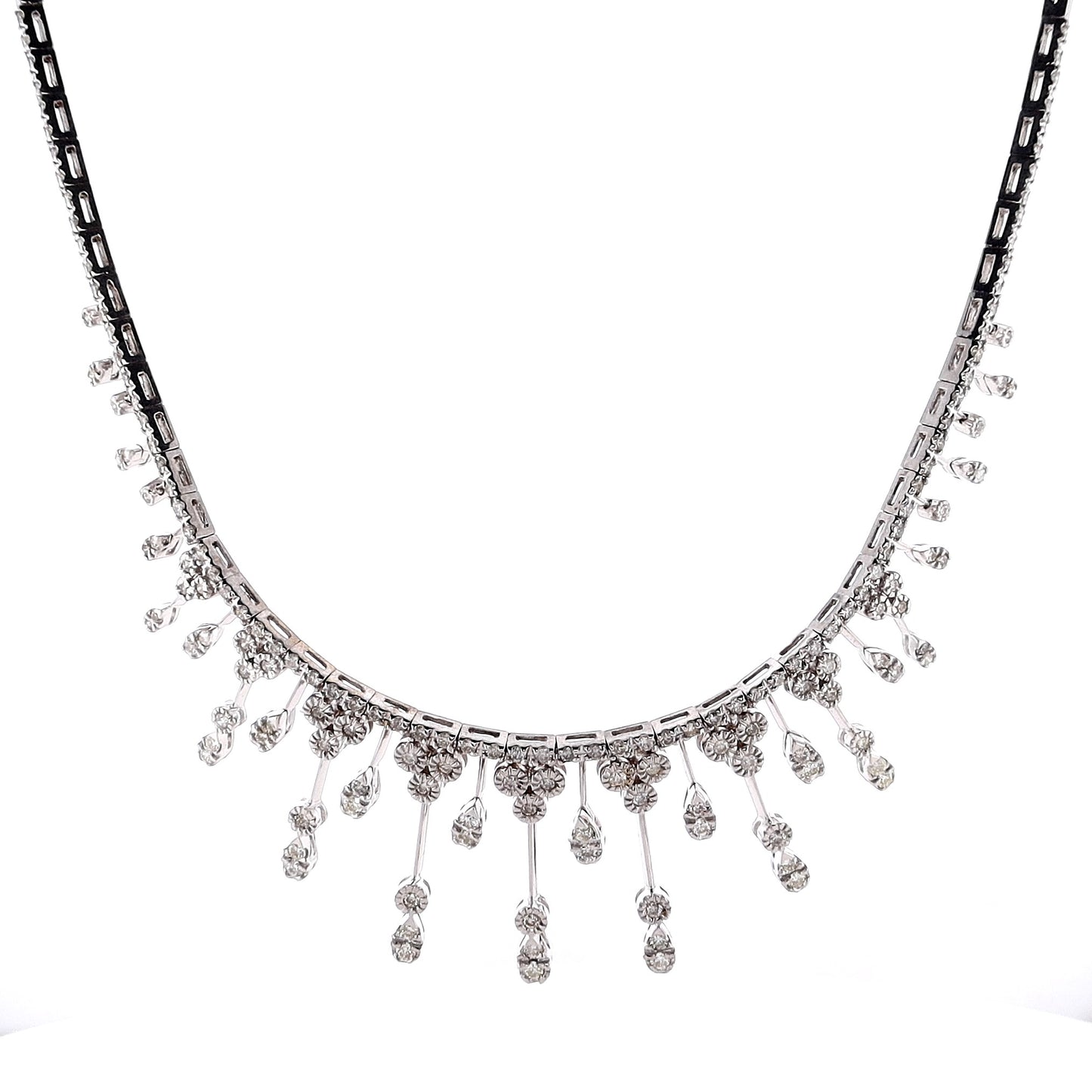 Estate 18 Karat White Gold 16" Chain  Diamond Necklace