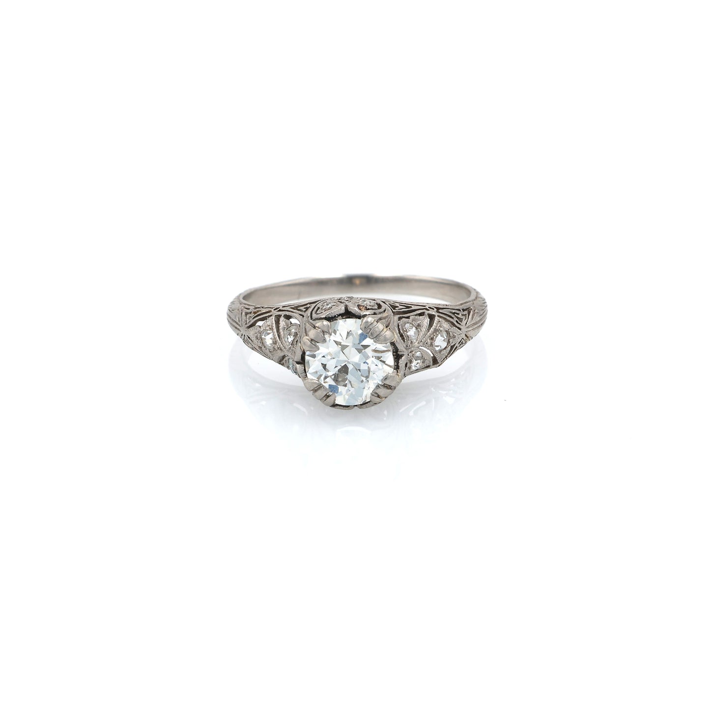 Estate Platinum Transitional Vintage Filagree Ring