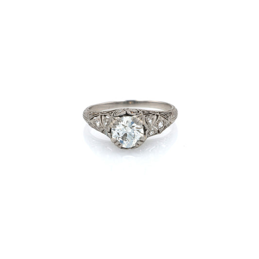 Estate Platinum Transitional Vintage Filagree Ring