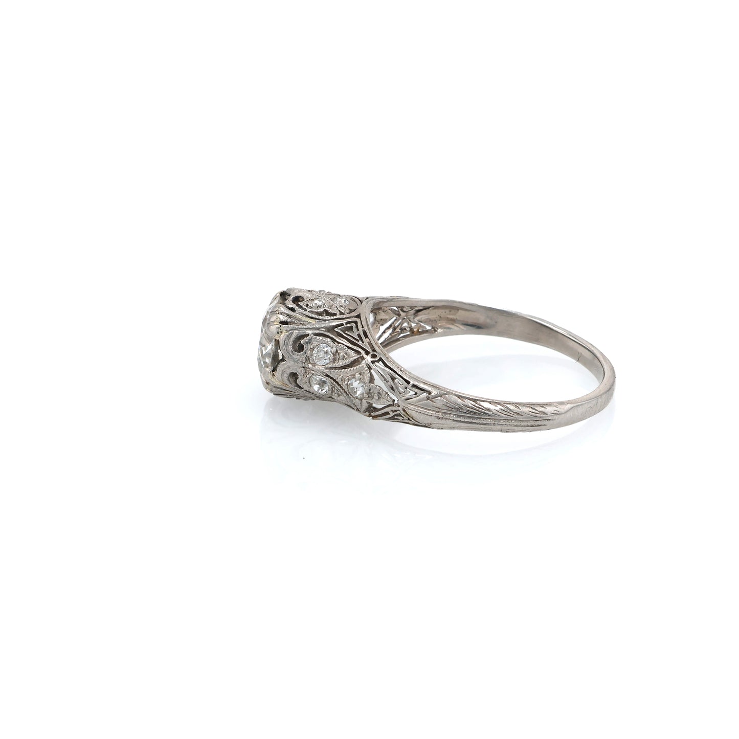 Estate Platinum Transitional Vintage Filagree Ring
