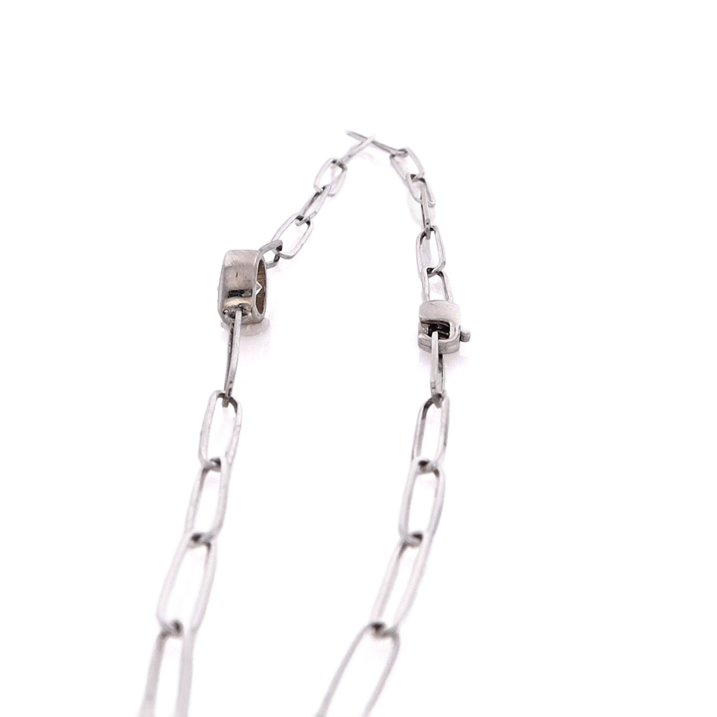 Estate 14 Karat White Gold Diamond Oblong Link Bracelet