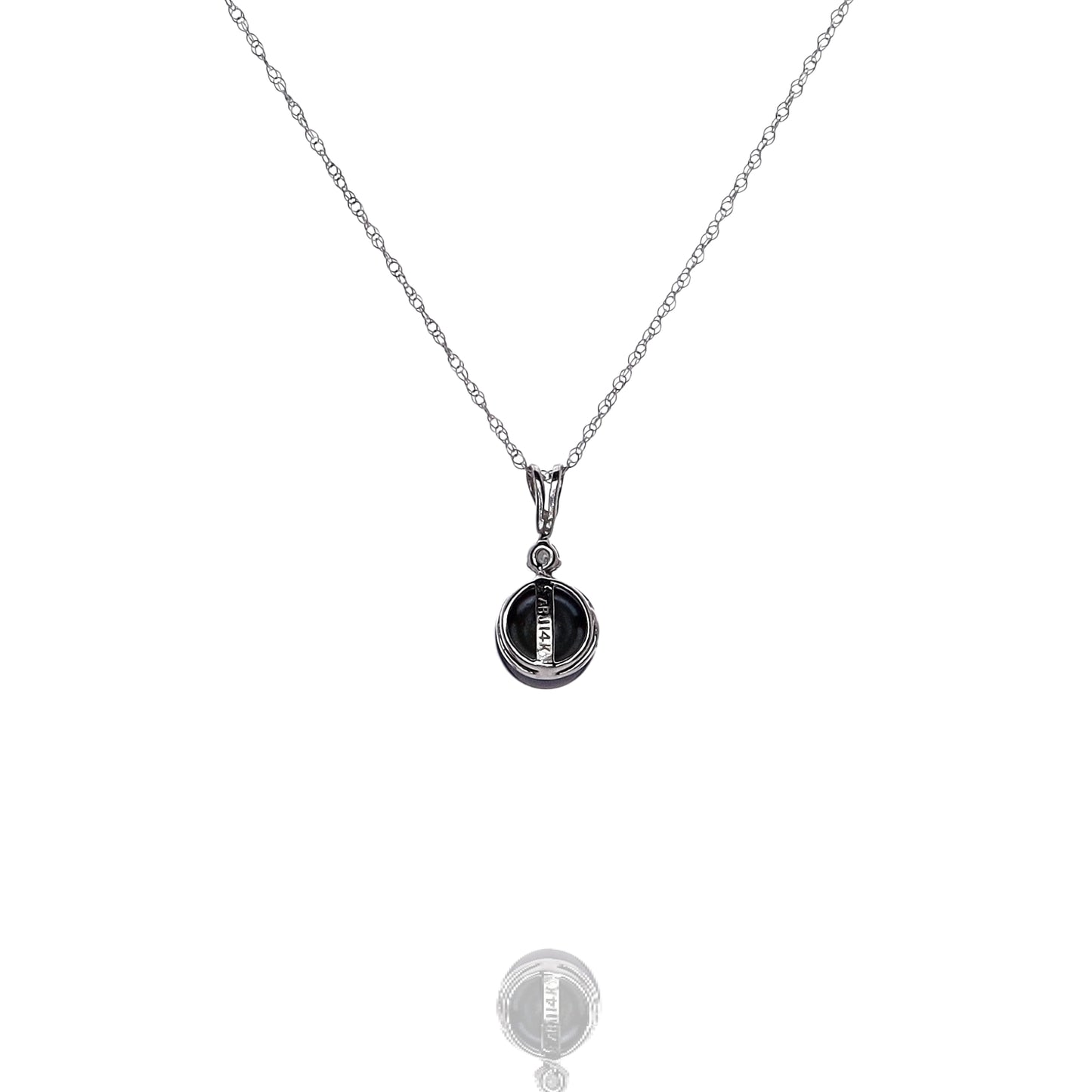 Estate 14k White Gold Gray Tahitian Pearl and Diamond Pendant Necklace