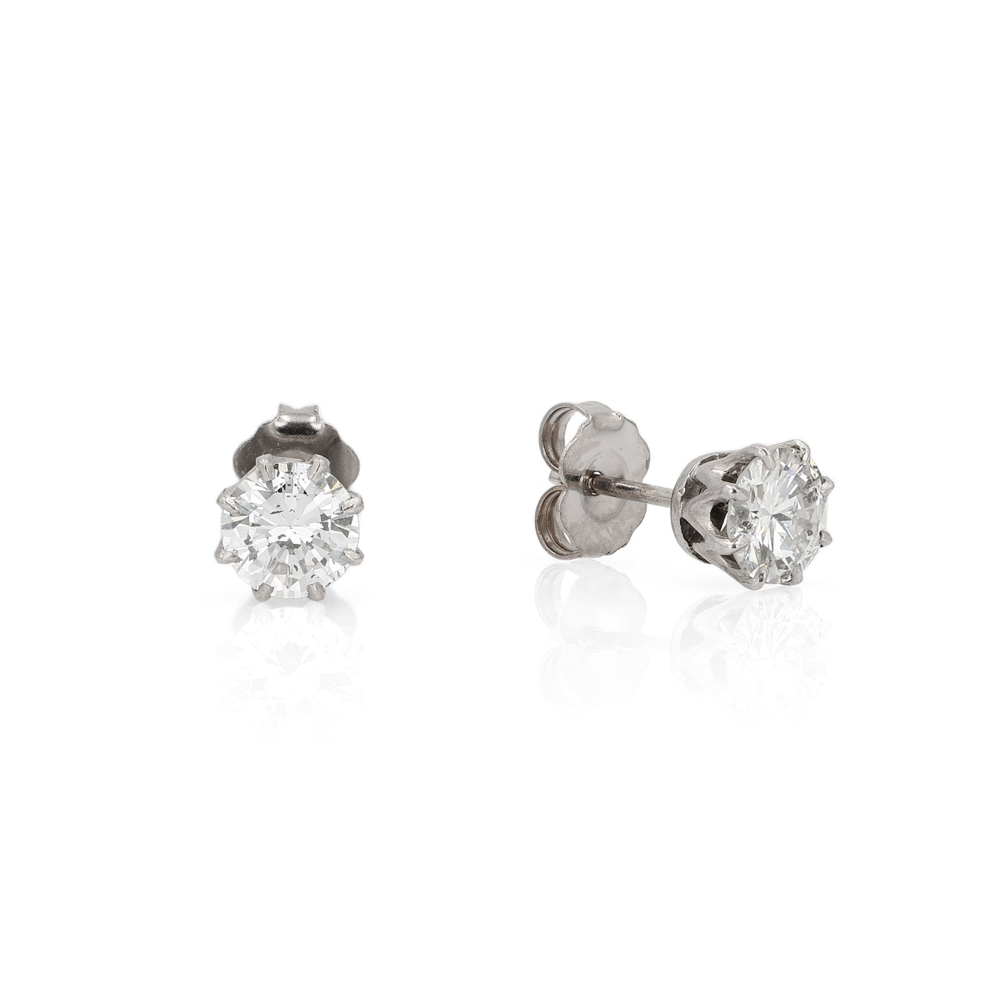 Estate 14kw D1.25tw FG I1 8 Prong Diamond Stud Earrings