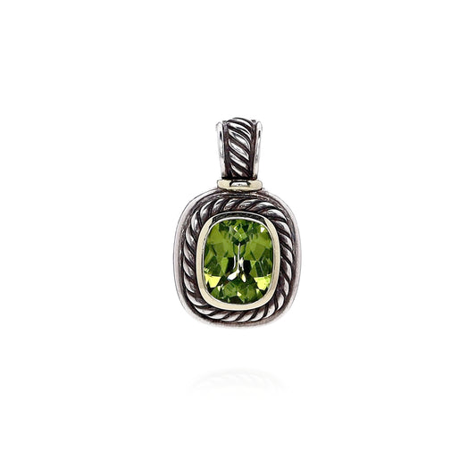 Estate David Yurman Sterling Silver Cushion Peridot Enhancer Pendant *No Chain*