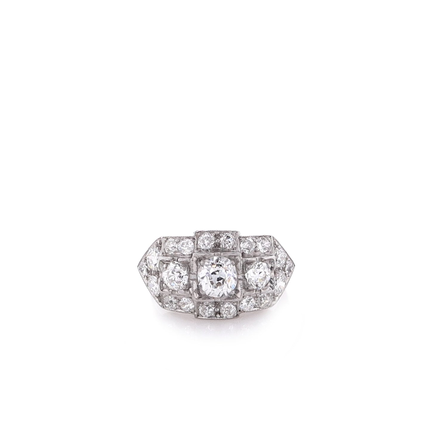 Estate 14k White Gold Old European Diamond Ring