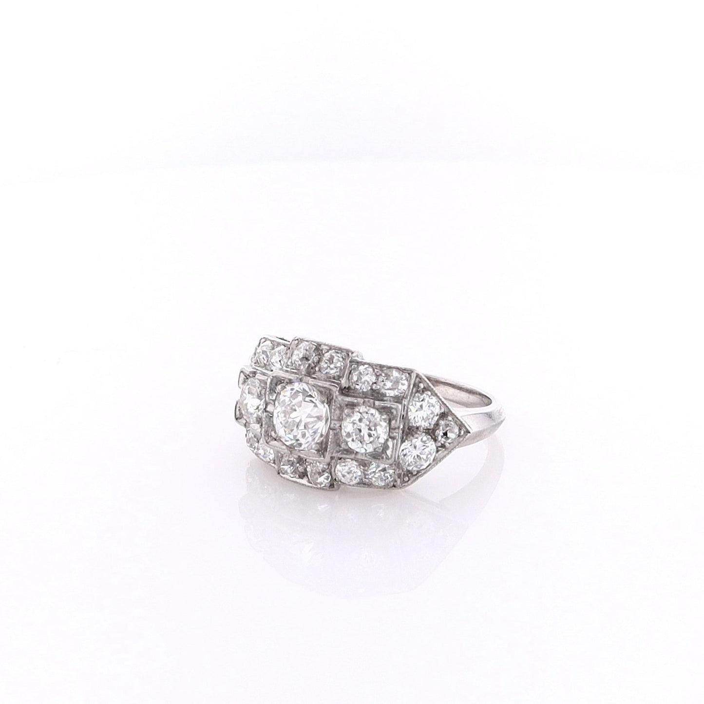 Estate 14k White Gold Old European Diamond Ring