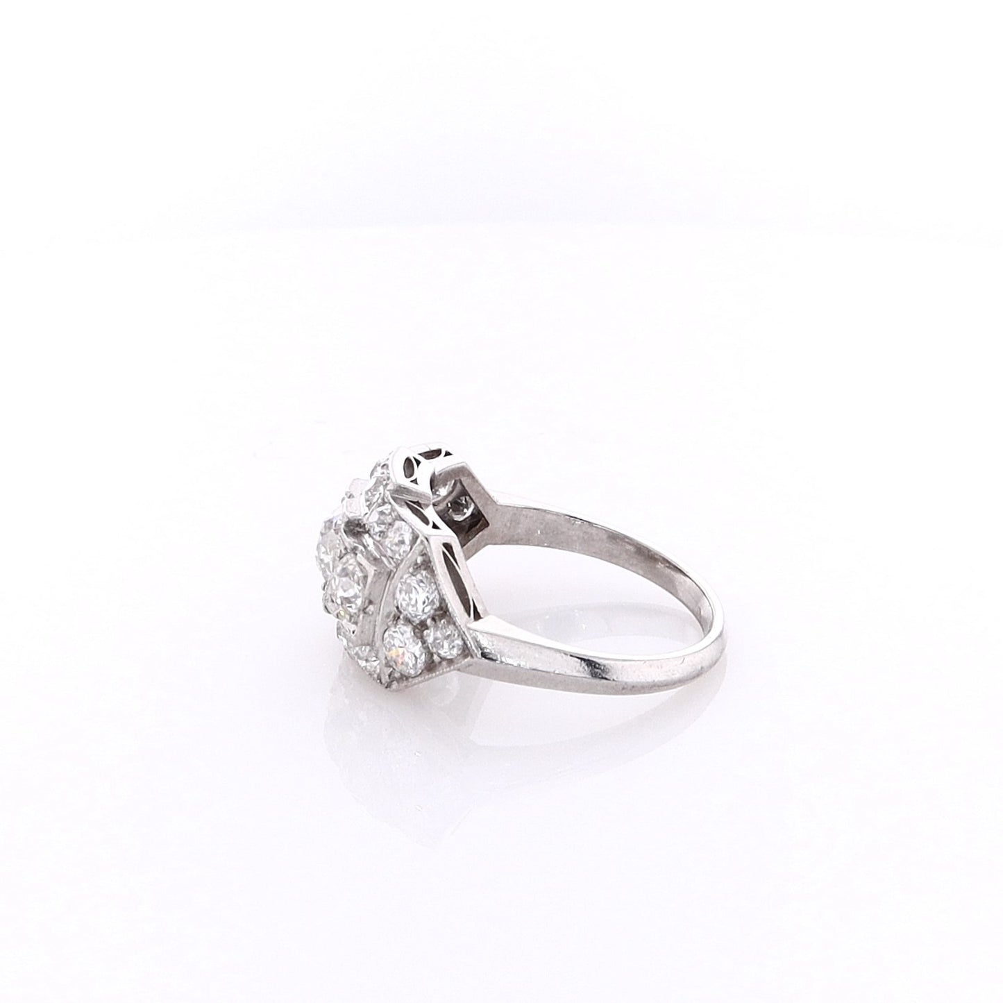 Estate 14k White Gold Old European Diamond Ring