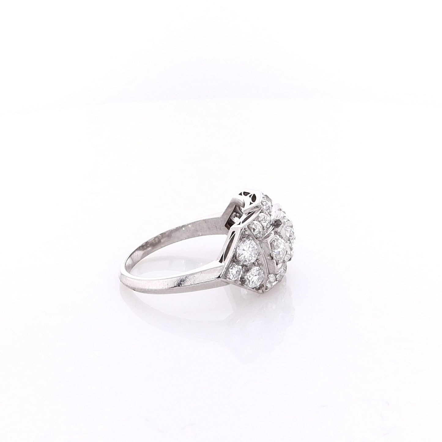 Estate 14k White Gold Old European Diamond Ring