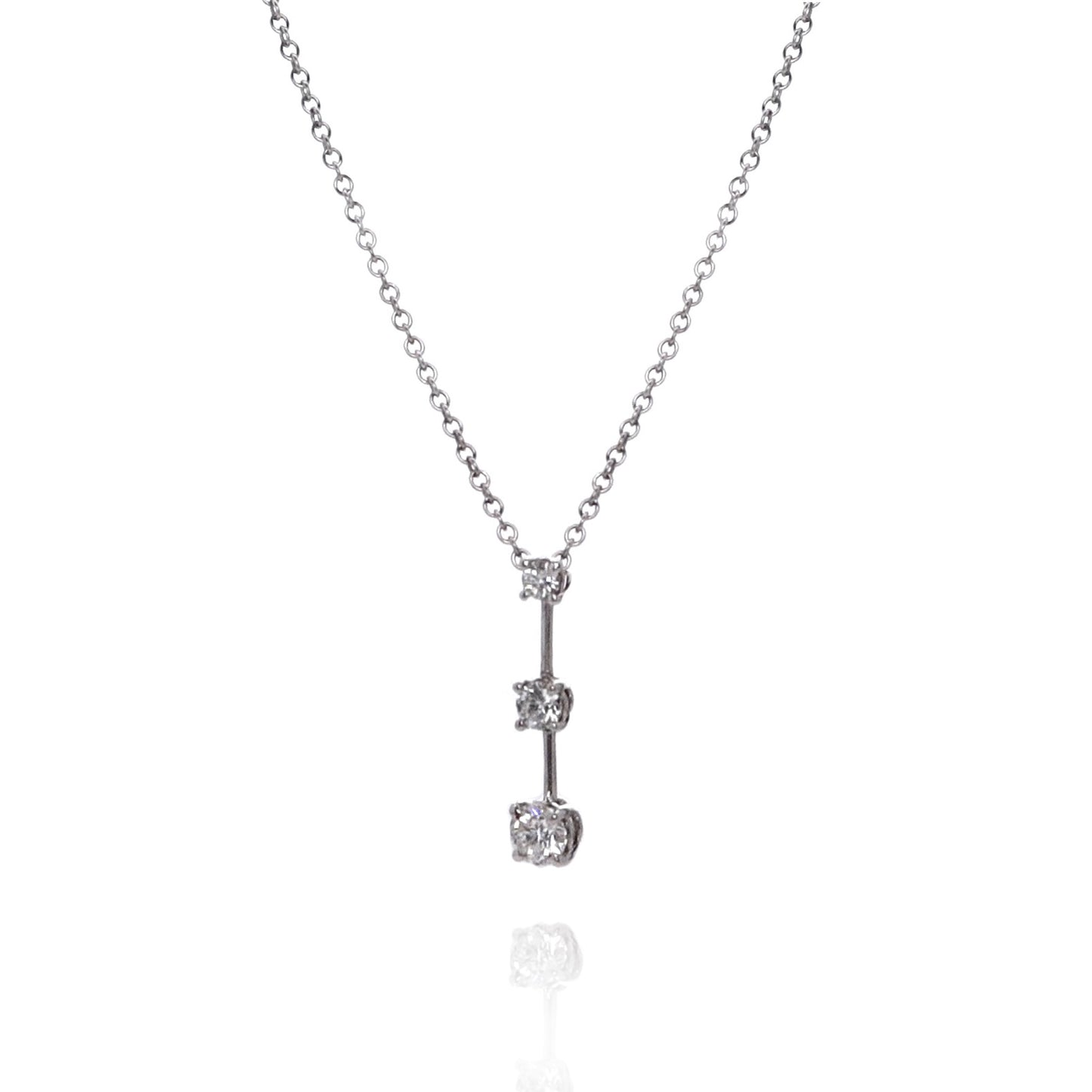 Estate 18k White Gold Graduated Sticks & Stones Diamond Bar Pendant