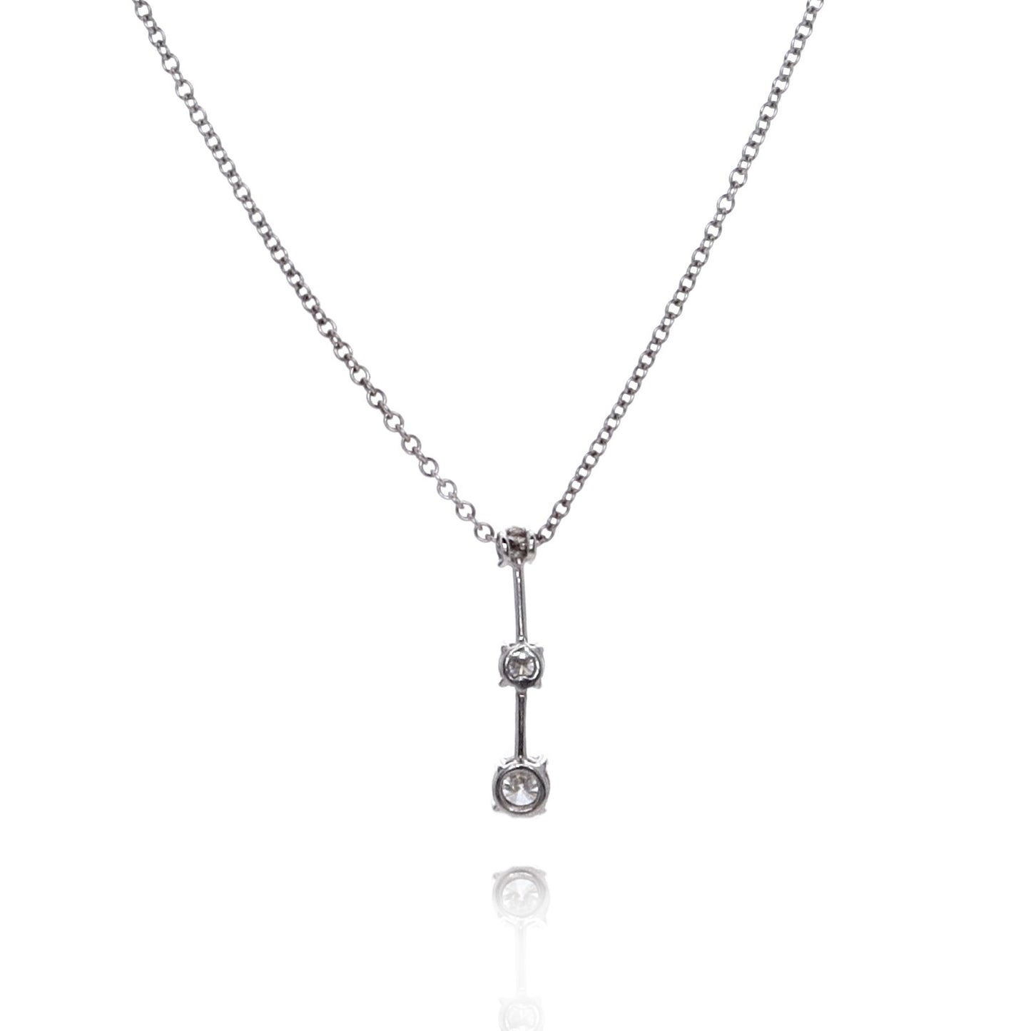 Estate 18k White Gold Graduated Sticks & Stones Diamond Bar Pendant