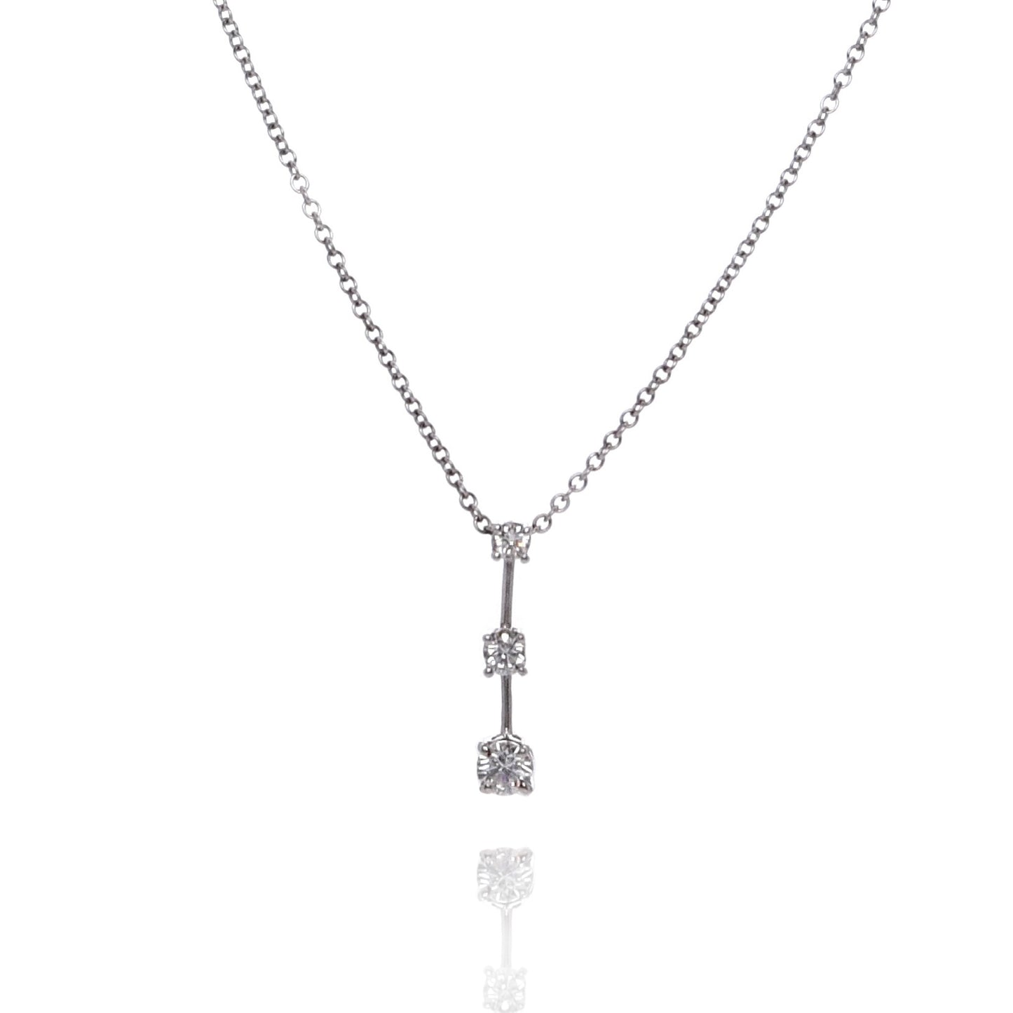 Estate 18k White Gold Graduated Sticks & Stones Diamond Bar Pendant