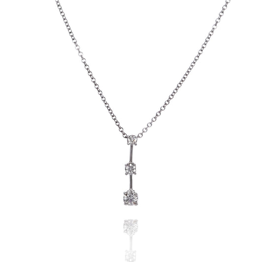 Estate 18k White Gold Graduated Sticks & Stones Diamond Bar Pendant