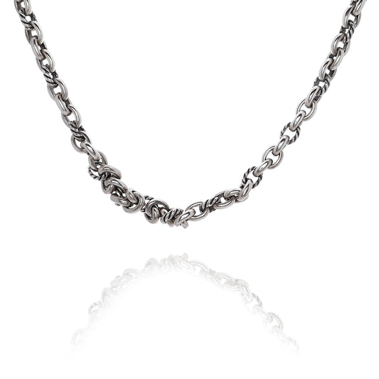 Estate David Yurman Sterling Silver Polished and Cable Link Necklace