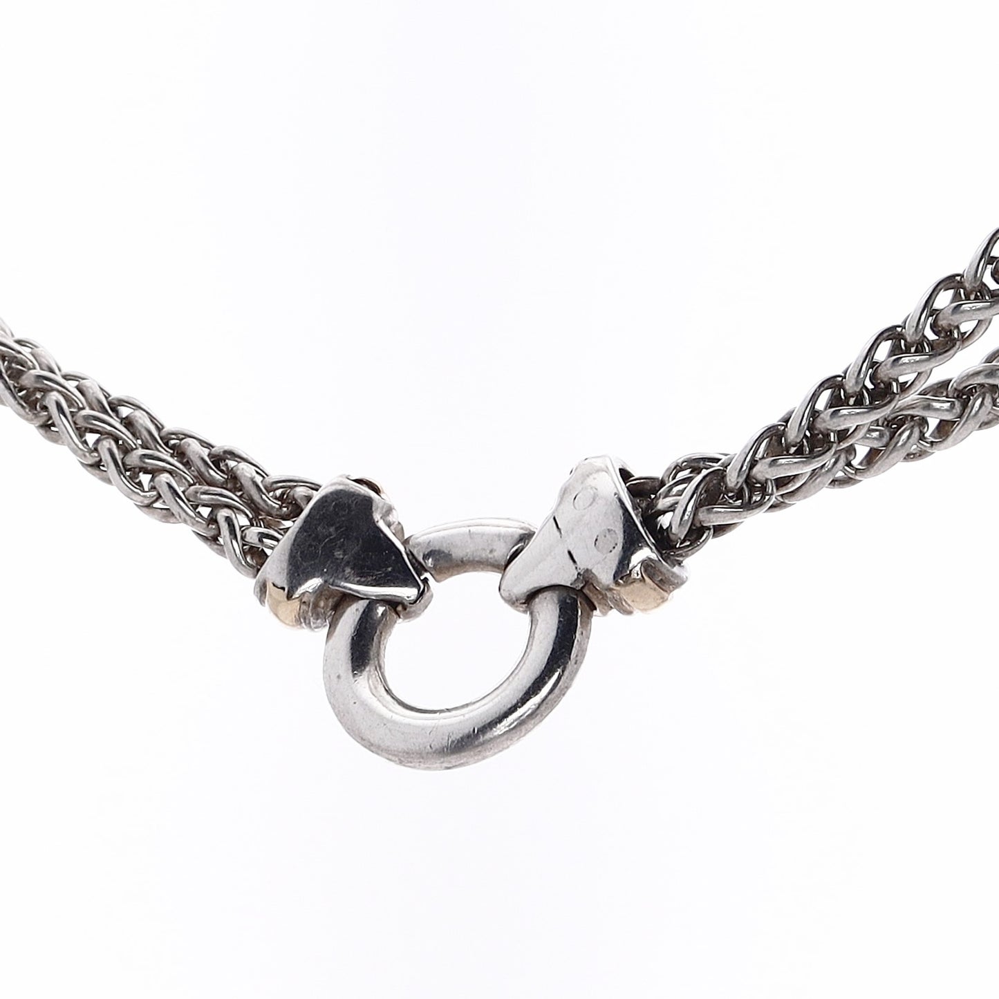 Estate David Yurman Sterling Silver and 18 Karat Yellow Gold Double Wheat Chain Necklace