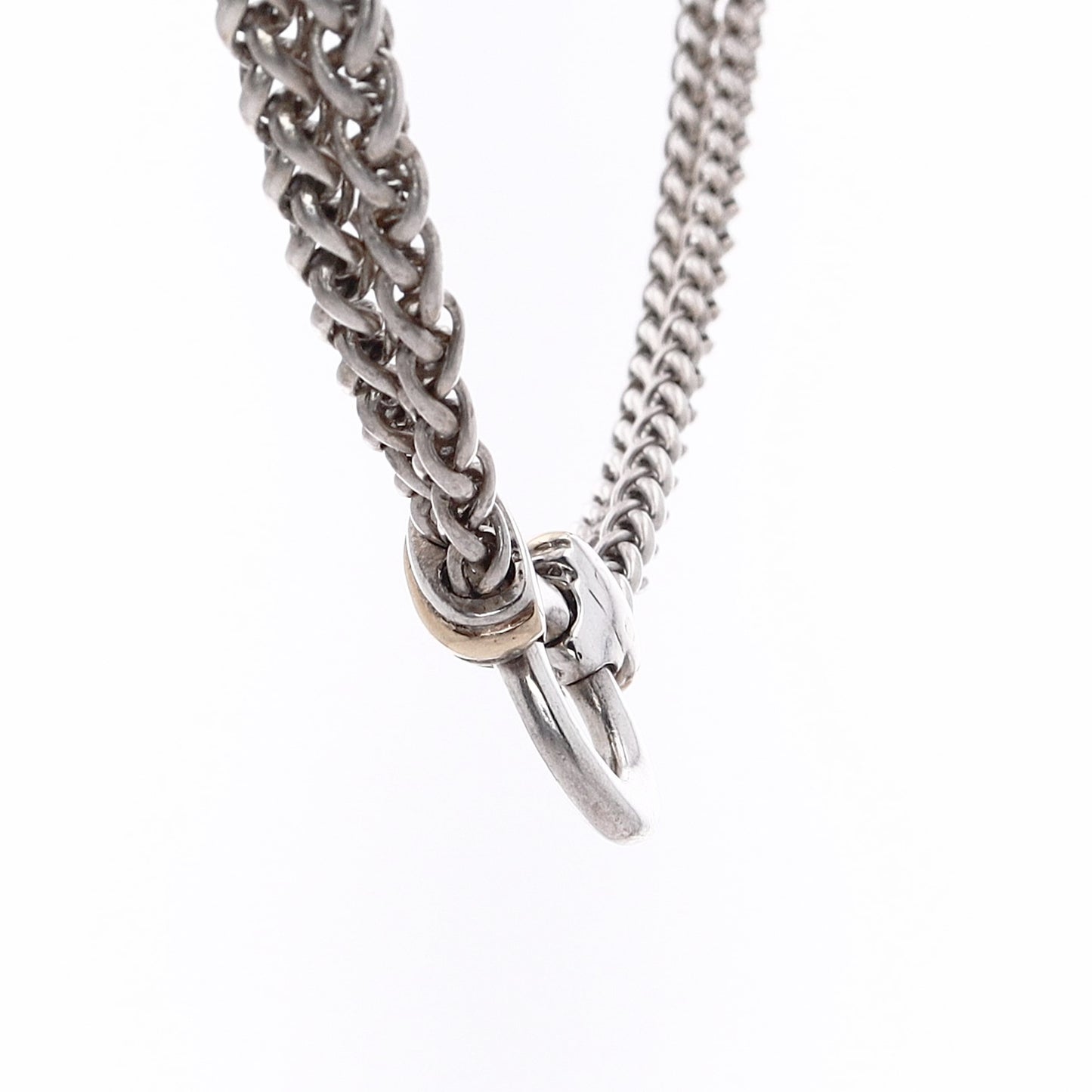 Estate David Yurman Sterling Silver and 18 Karat Yellow Gold Double Wheat Chain Necklace