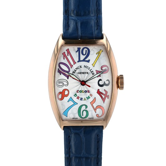 Estate Frank Muller 18k Rose Gold Ladies Color Dreams Curvex Arabic Dial 5850 With Box