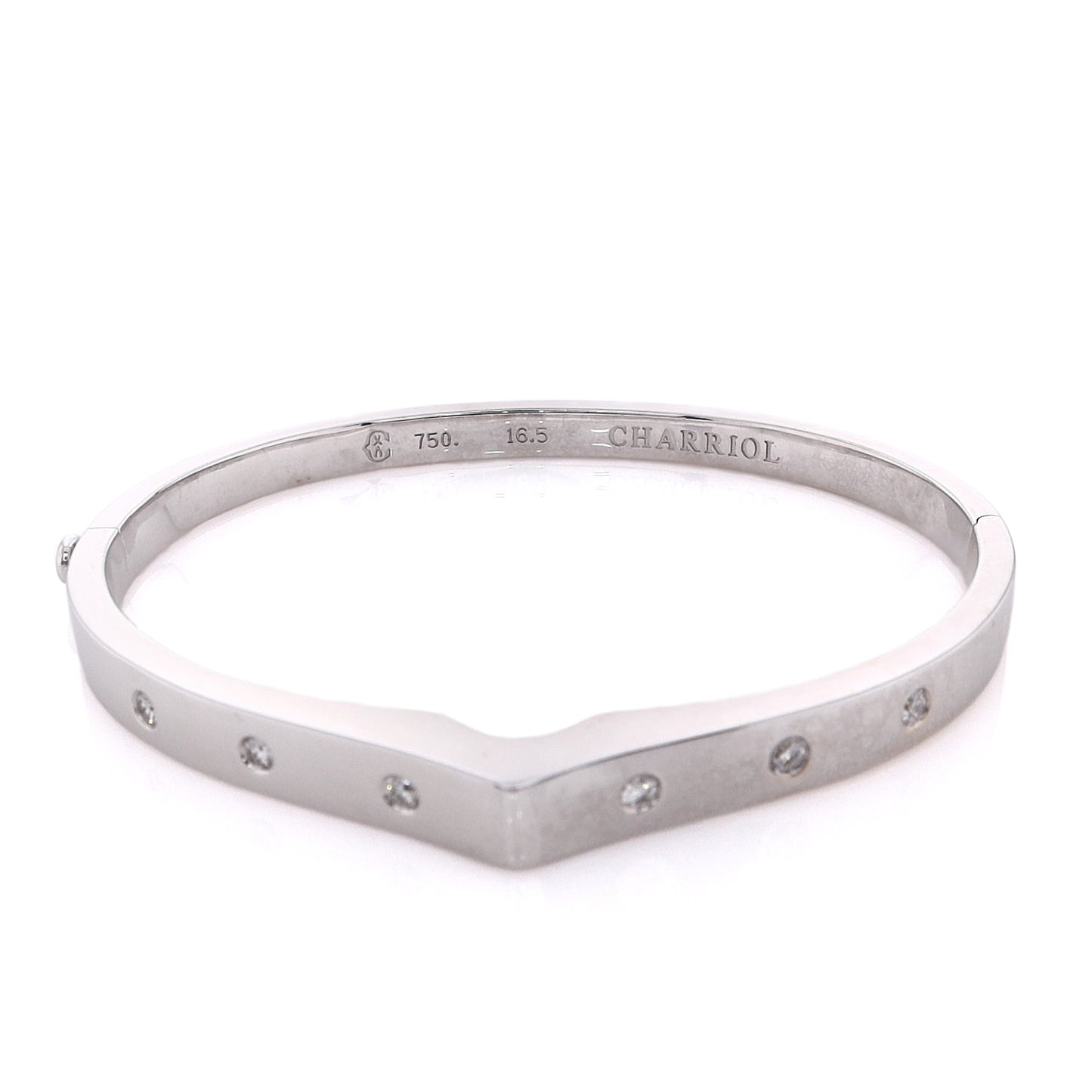 Estate Philippe Charriol 18 Karat White Gold Diamond Bangle Bracelet