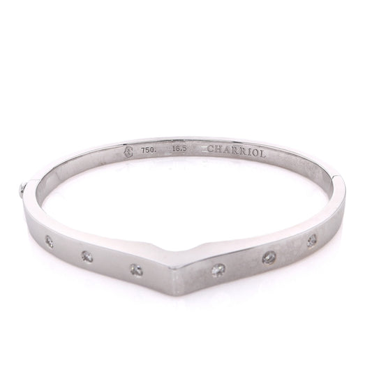 Estate Philippe Charriol 18 Karat White Gold Diamond Bangle Bracelet