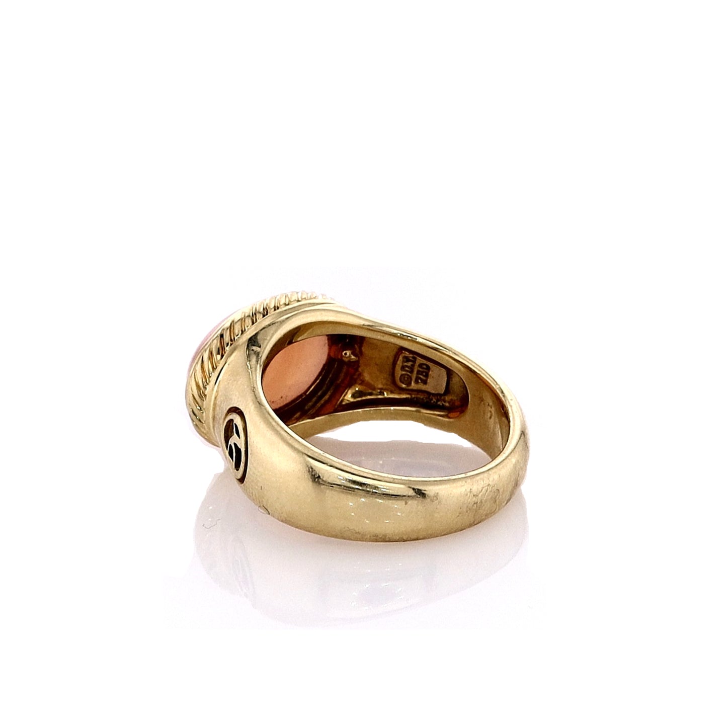 Estate David Yurman 18k Yellow Gold Oval Peach Moonstone Ring