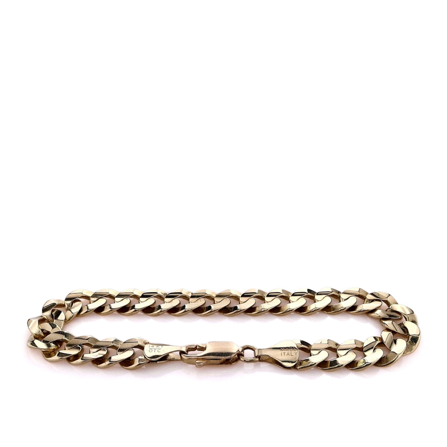 Estate 14k Yellow Gold 8" Polished 9.5mm Curb Link Chain Bracelet