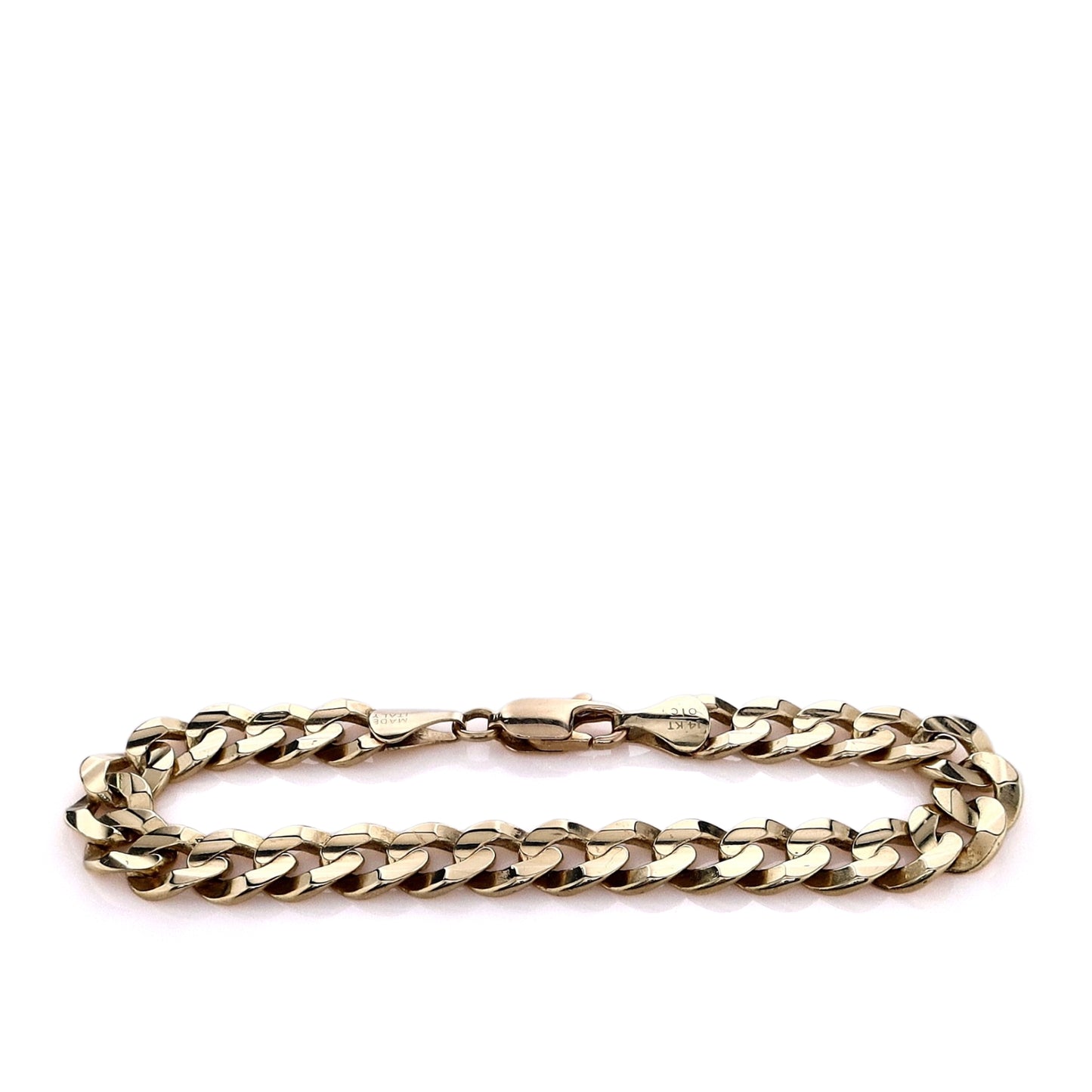 Estate 14k Yellow Gold 8" Polished 9.5mm Curb Link Chain Bracelet