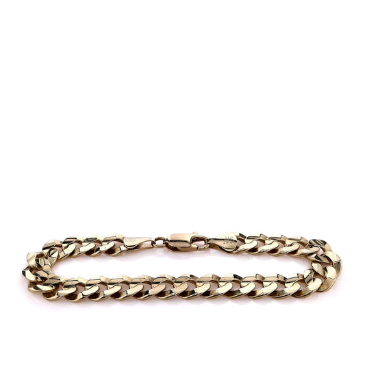 Estate 14k Yellow Gold 8" Polished 9.5mm Curb Link Chain Bracelet