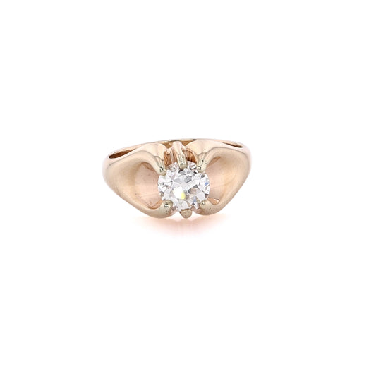 Estate 14 Karat Yellow Gold Belcher Style Diamond Ring