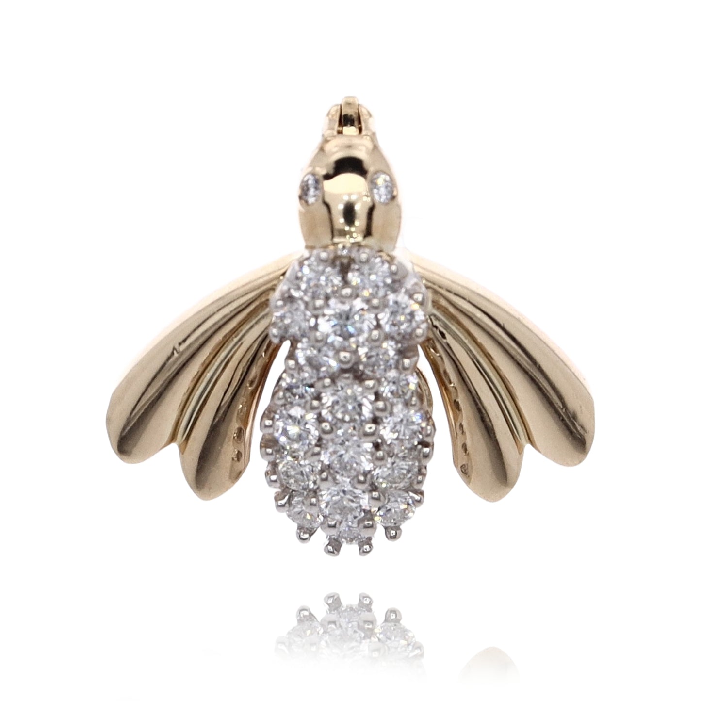 Estate 14 Karat Two-Tone Bee Shaped Diamond Pin