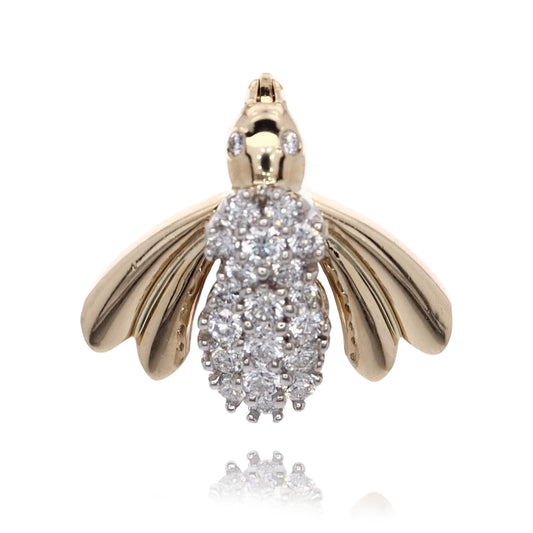 Estate 14 Karat Two-Tone Bee Shaped Diamond Pin