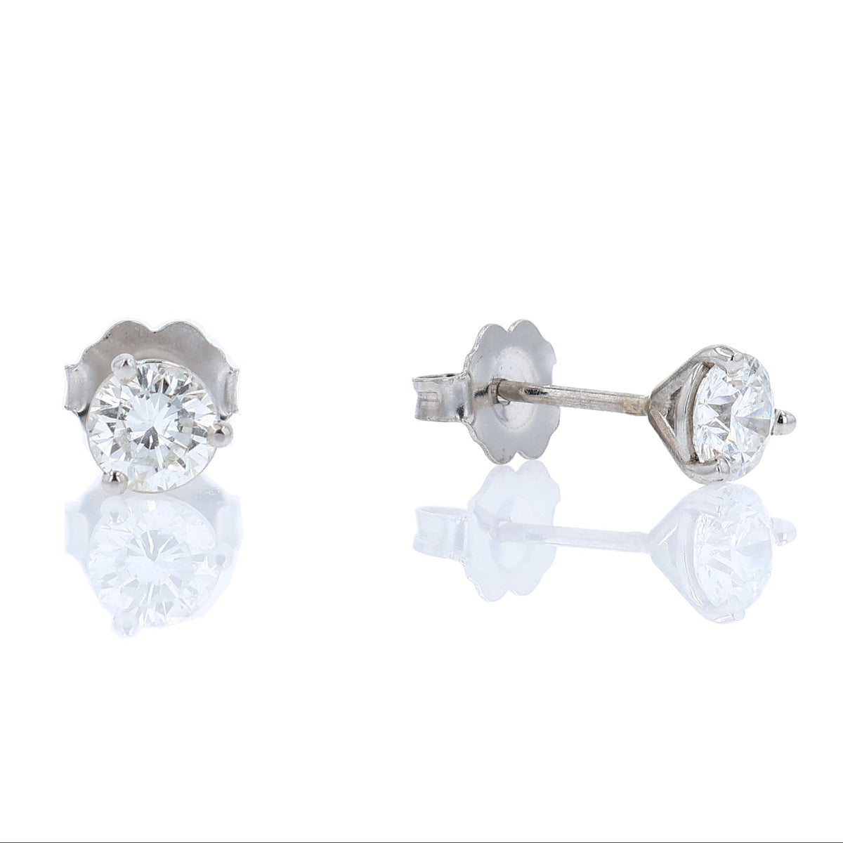 Estate 14k White Gold 0.78ct Diamond Stud Earrings