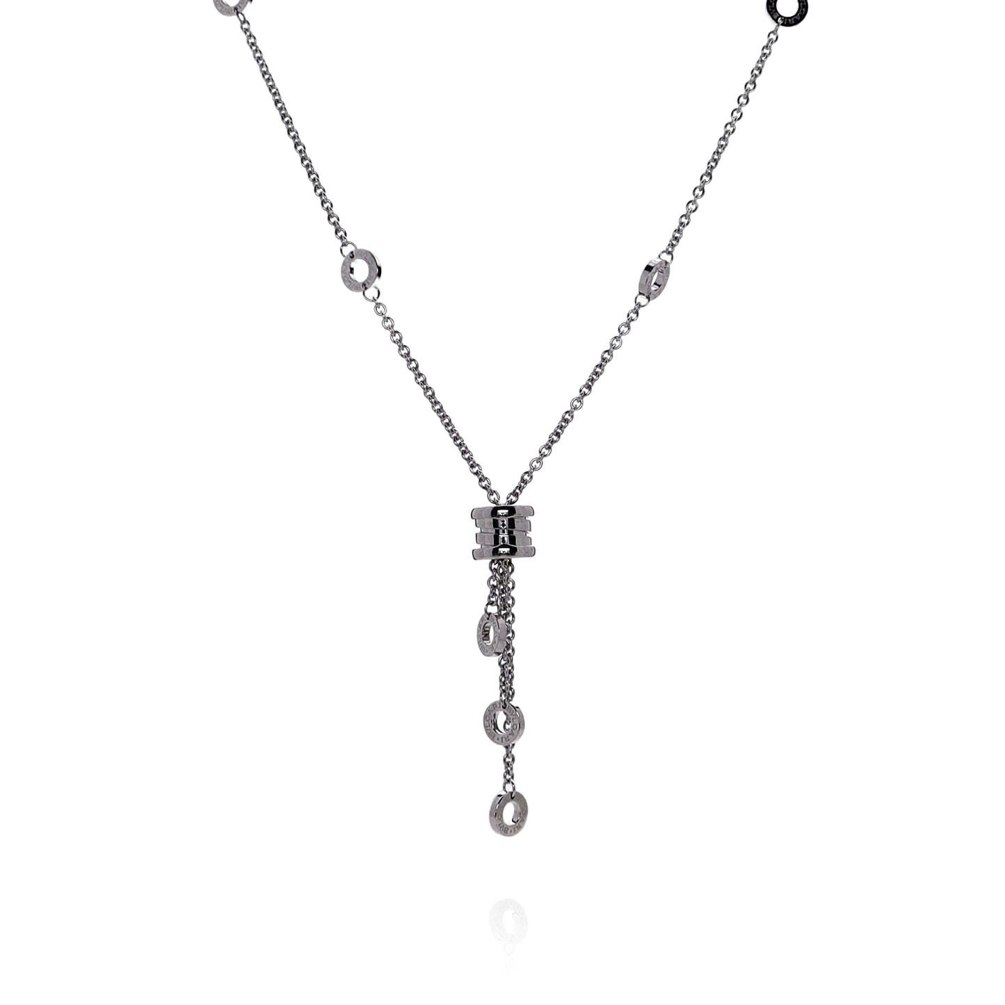 Estate Bvlgari 18k White Gold 16" B.zero1 Tassel Station Pendant Necklace
