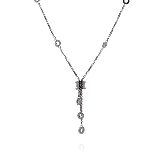 Estate Bvlgari 18k White Gold 16" B.zero1 Tassel Station Pendant Necklace