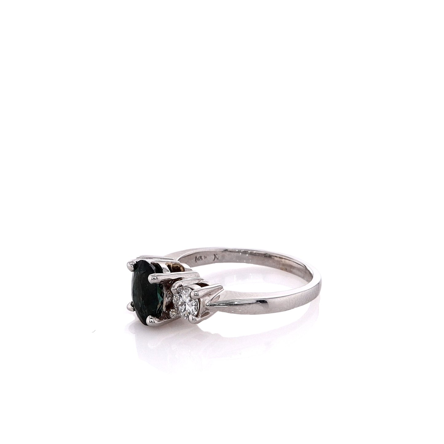 Estate 14k White Gold Tourmaline and Diamond Ring