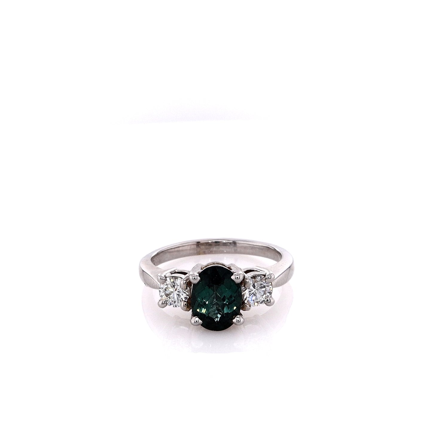 Estate 14k White Gold Tourmaline and Diamond Ring