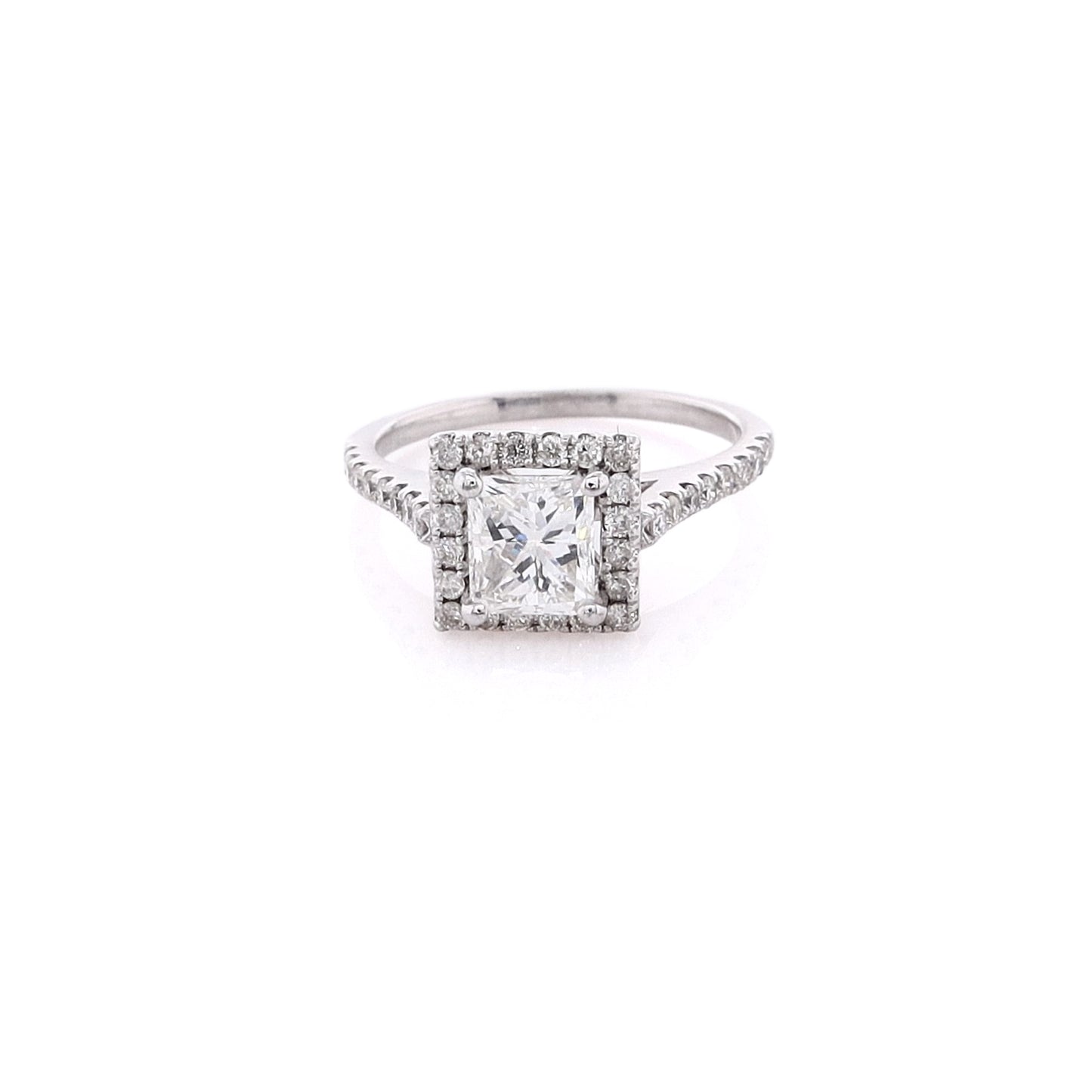 Estate 14 Karat White Gold Diamond Engagement Ring