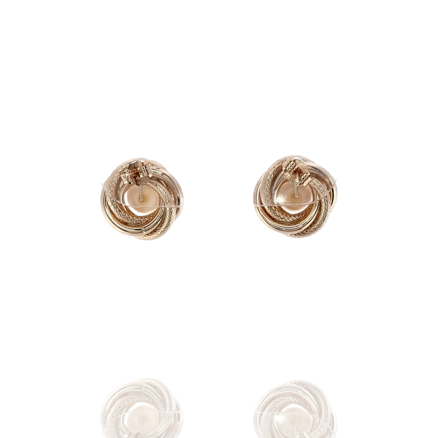 Estate 14k Yellow Gold Cultured Pearl Love Knot Stud Earrings