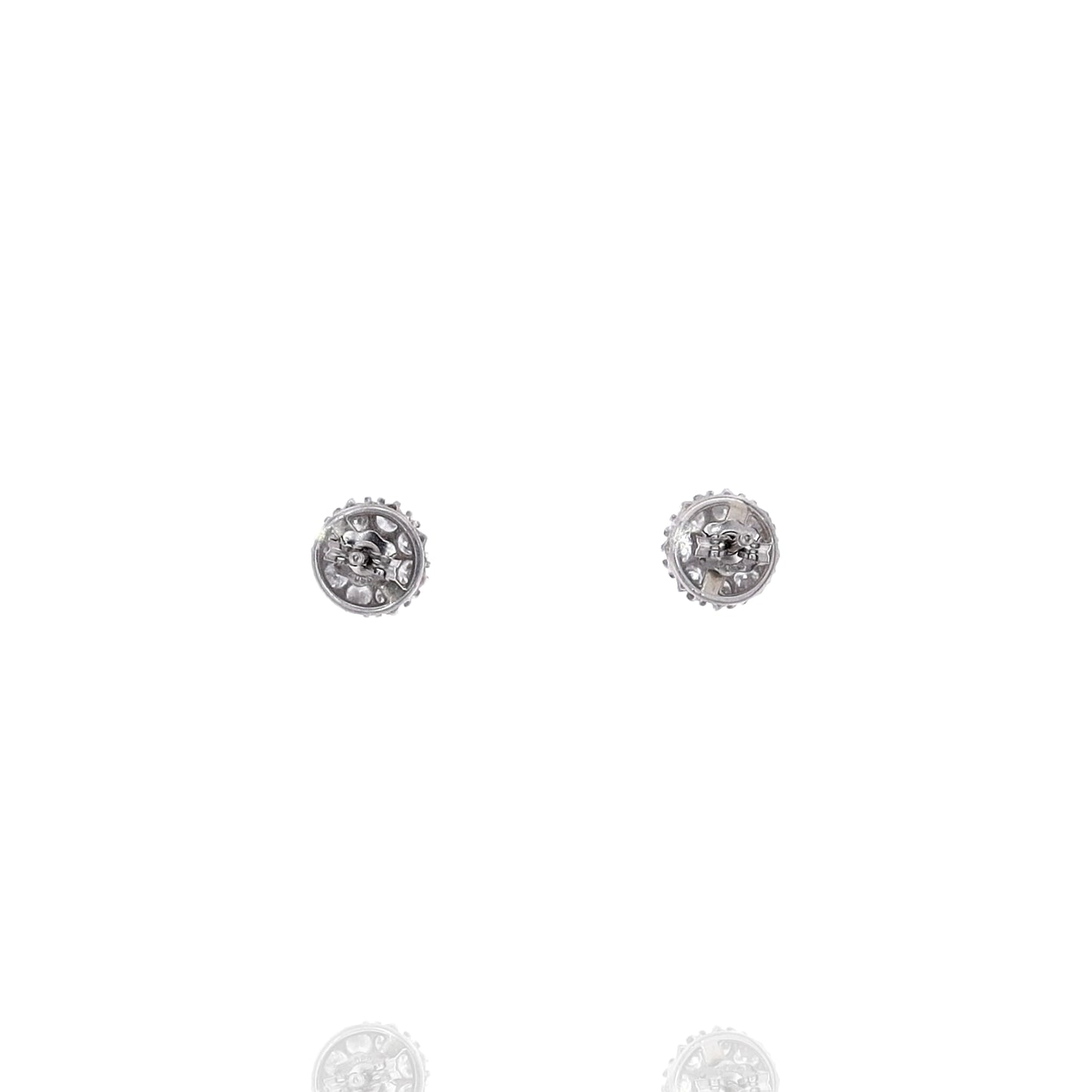 Estate Platinum and Diamond Round Cluster Design Stud Earrings