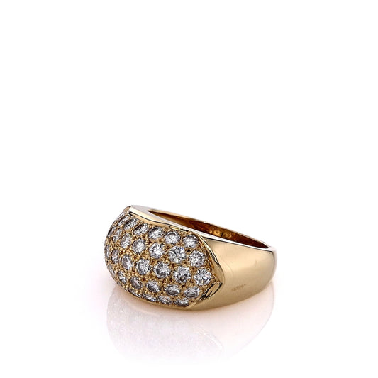 Estate 18k Yellow Gold Domed Top 5 Row Diamond Ring