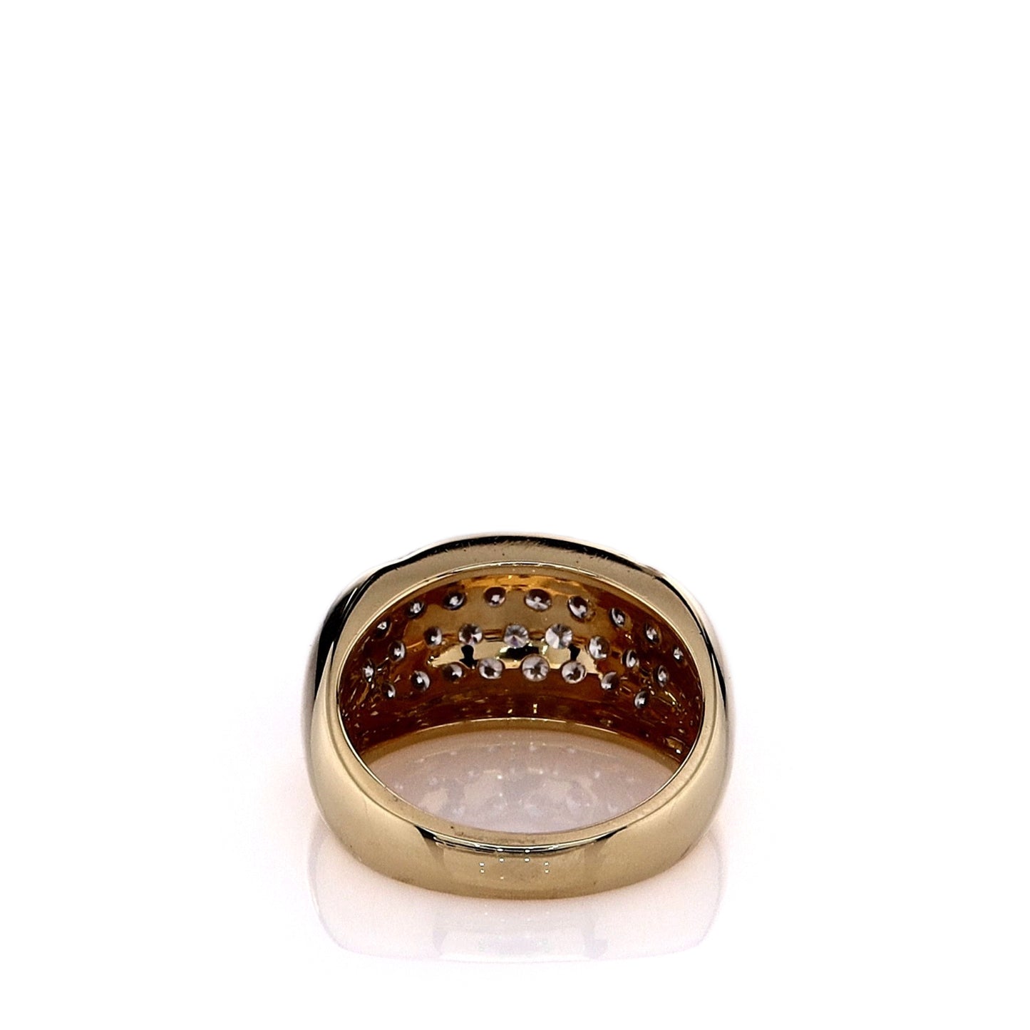 Estate 18k Yellow Gold Domed Top 5 Row Diamond Ring