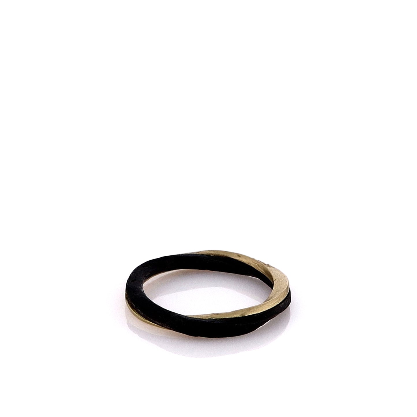 Estate Sarah Graham 18k Yellow Gold and Oxidized Cobalt Chrome Eclipse Narrow Diamond Twist Band