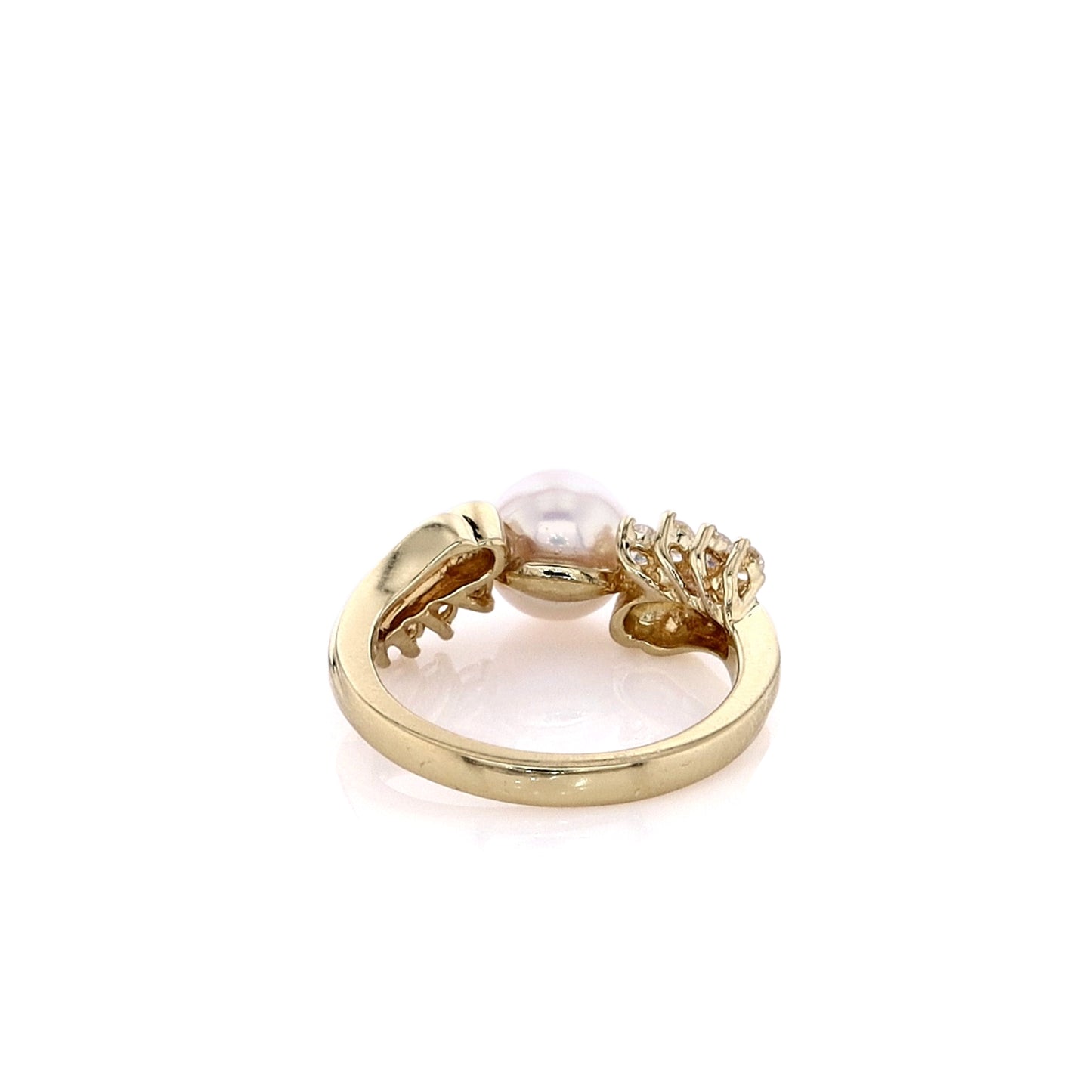 Estate 18k Yellow Gold Cultured Pearl Diamond Ring