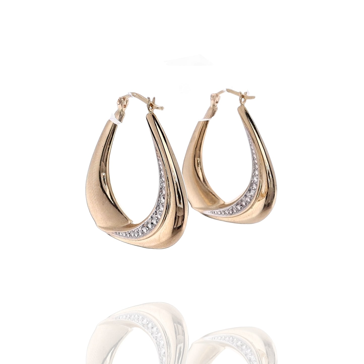 Estate 14k Two-Tone Triangular Design Beading Accent Earrings