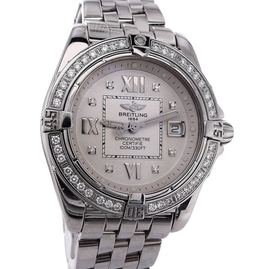 Estate Breitling Stainless Steel Cockpit Lady Silver Diamond Dot Roman Dial 1033796