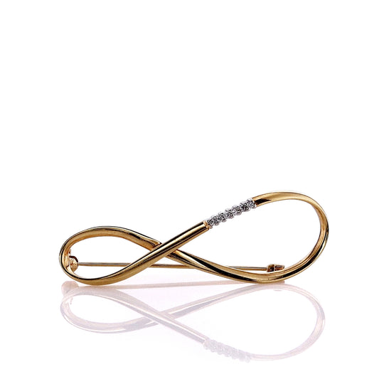 Estate 14k Yellow Gold Infinity Symbol Design Diamond Pin