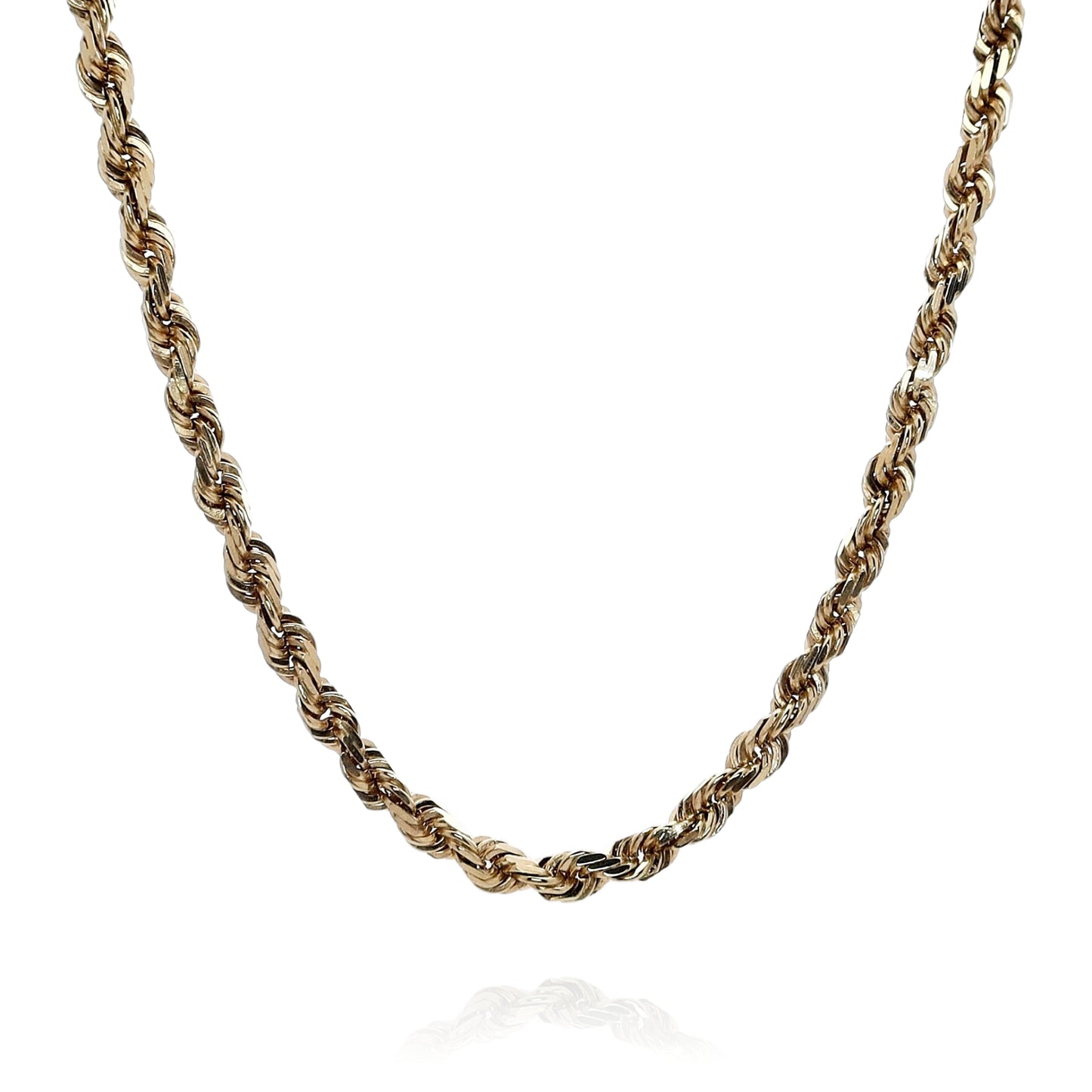 Estate 14k Yellow Gold 22.5" Diamond Cut Rope Link Chain Necklace