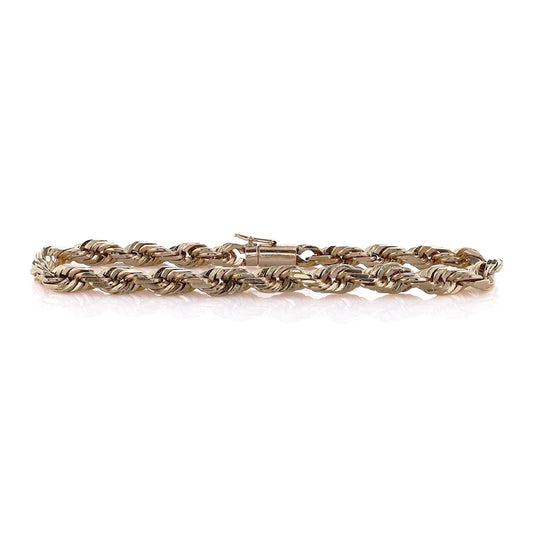 Estate 14k Yellow Gold 9" Rope Link Chain Bracelet