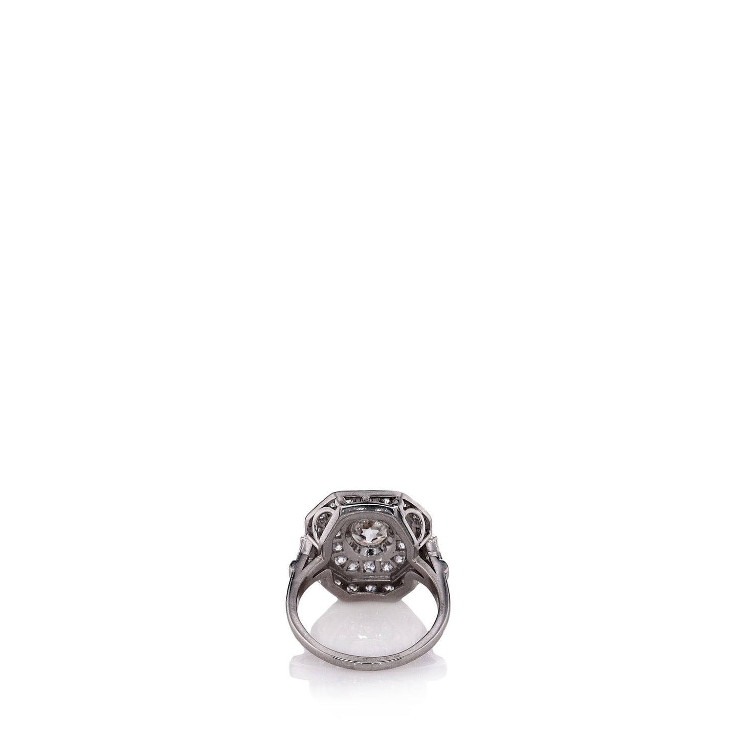 Estate Platinum Old European Diamond Double Halo Ring